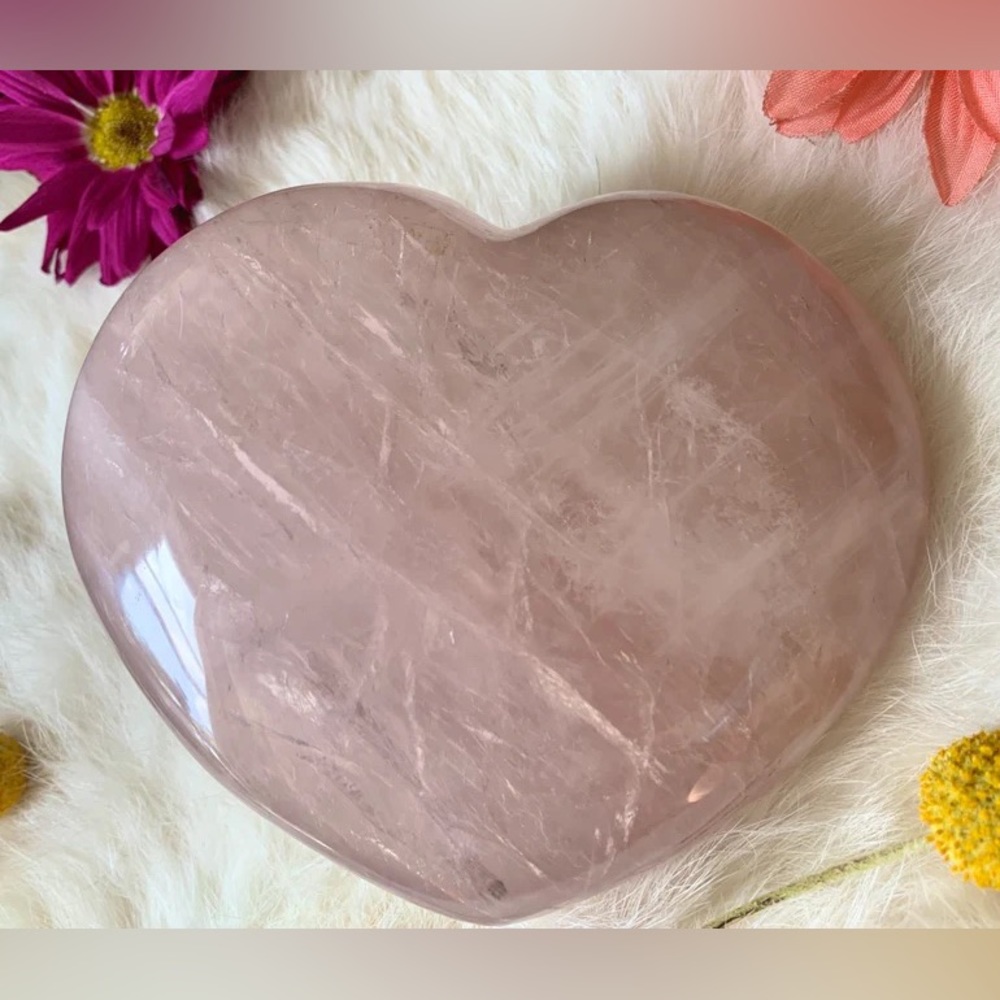 Chunky Heart Rose Quartz Heart Shaped Crystal of Love Self Love Large Puffy - Picture 3 of 7